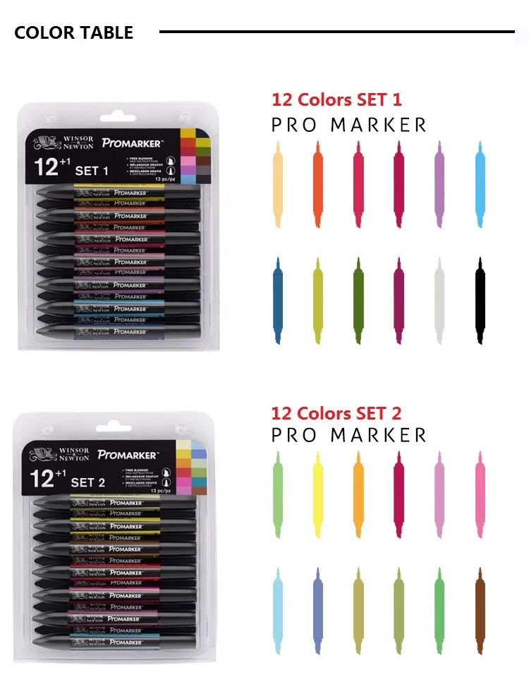 dedo do pé Redondo e Oblíqua Material de Arte Winsor & Newton Profissional Caneta Marcadora 6 e 12 Cores Dobro lado Desenho Marcador Caneta 10 professional drawing markers