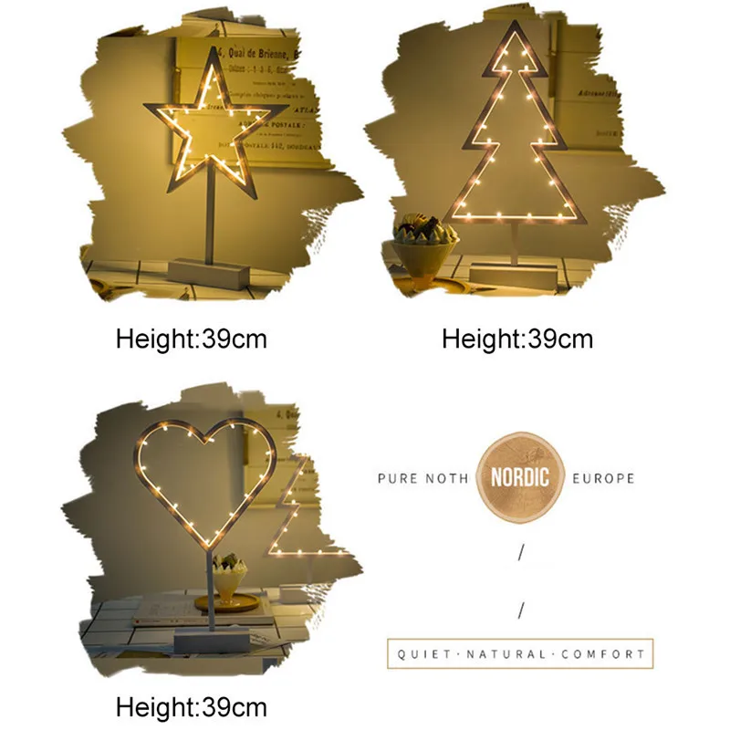 LAIDEYI светодиодный Ночной светильник на батарейках со звездами, рождественской елкой, сердечком, настольная лампа для девочек, украшение комнаты, теплый белый туалетный светильник