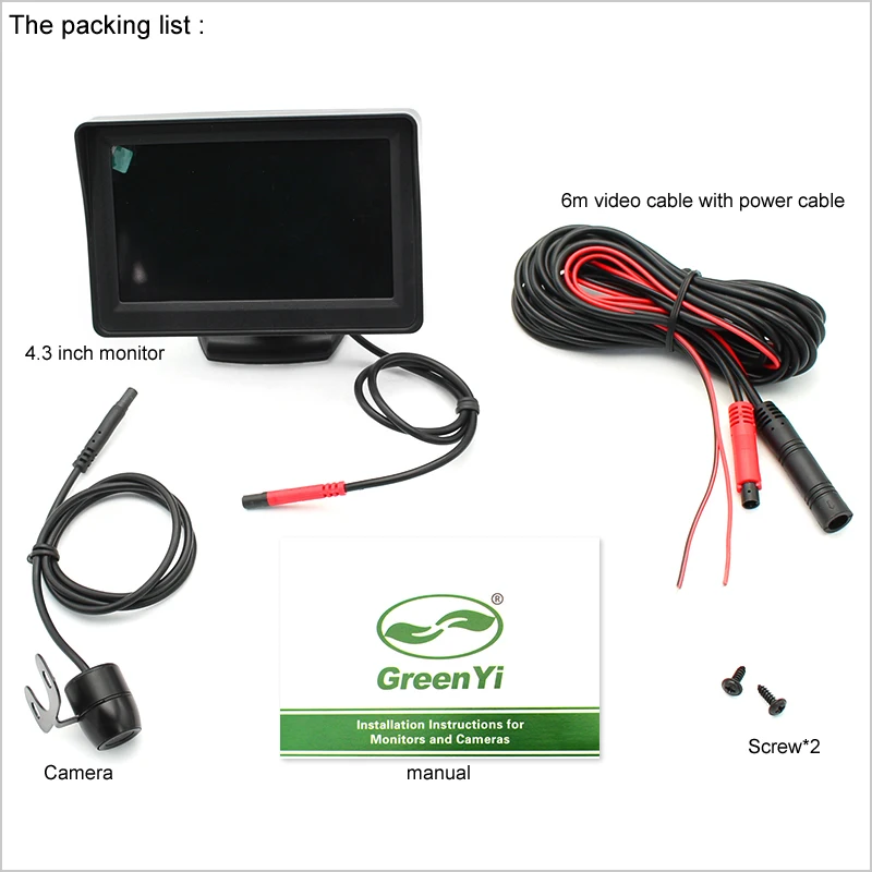 Система помощи при парковке для автомобиля GreenYi 4 3 дюйма монитор зеркала заднего
