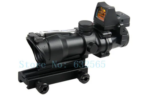 Cheap Tactical 4x32 Rifle scope w/ Fiber w/ Mini Red Dot Sight