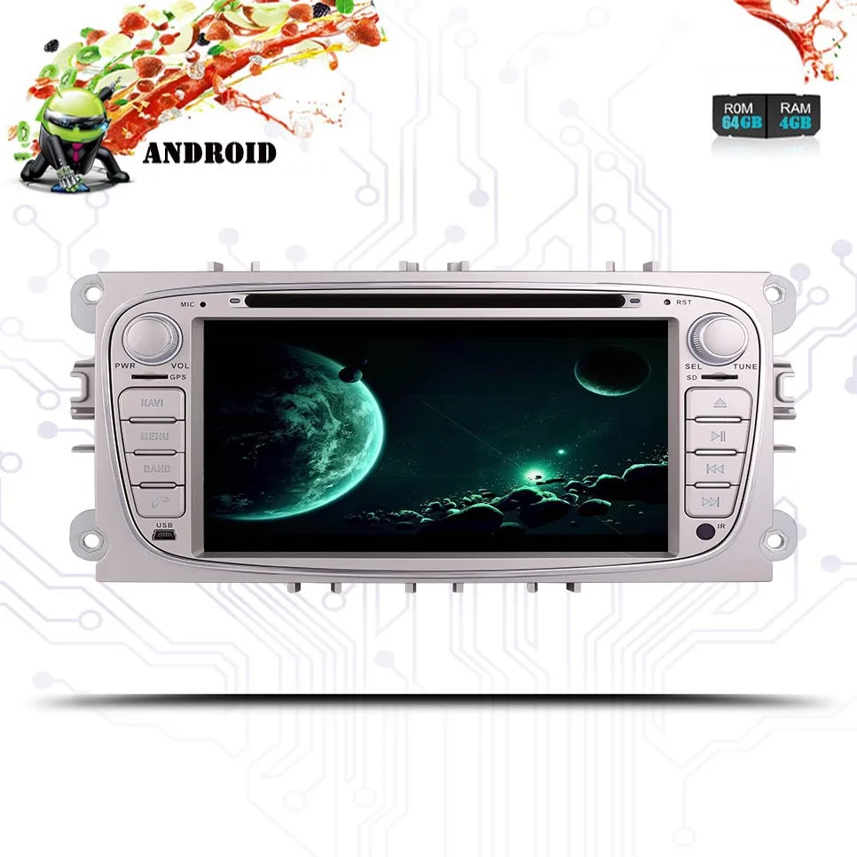 Автомобильный мультимедийный плеер с Android 10.0GPS 2 Din dvd для FORD/Focus/S MAX/Mondeo/C MAX Galaxy Wi Fi