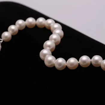 

Women Gift word 925 Sterling real Freshwater pearl bracelet round light luxury flawless upscale atmosphere give mom fashi