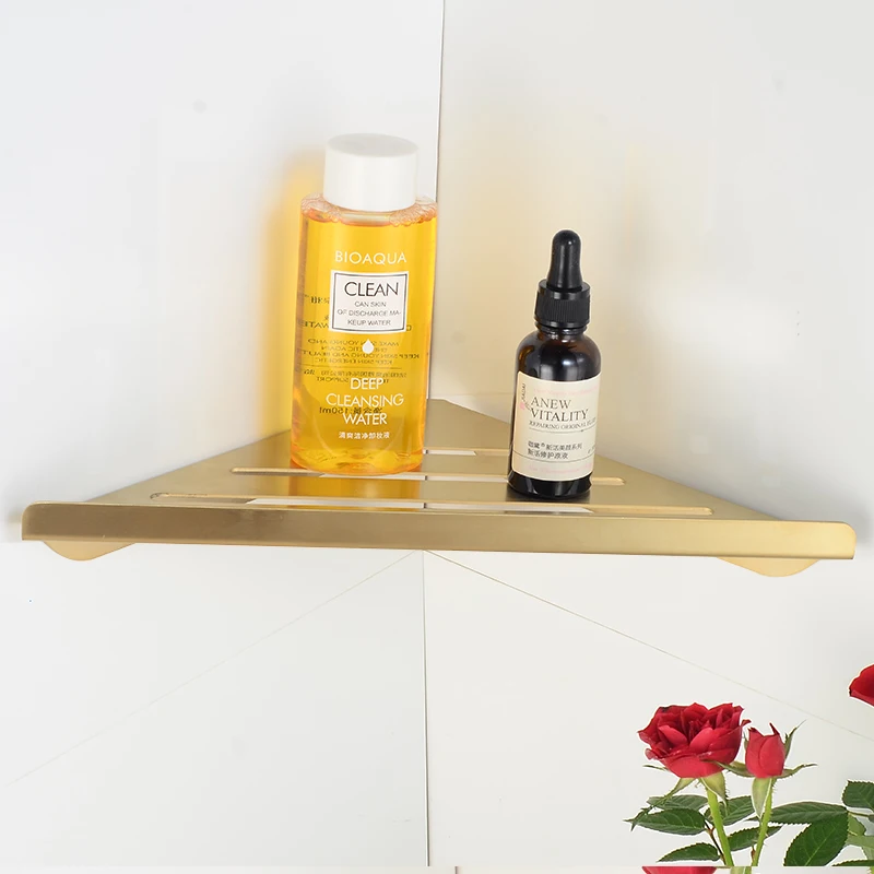 Bathroom Shelf Organizer Corner Brushed Stainless Steel Bathroom Shelves Shower Storage Rack Wall Mounted Toilet Shampoo Shelf