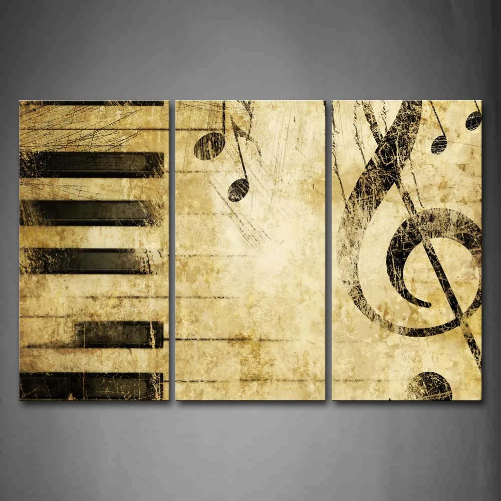 

Framed Wall Art Pictures Note Piano'S Keys Paper Canvas Print Music Posters With Wooden Frame For Home Living Room Decor