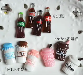 

wholesale 100PCS Milk coke coffee drink Resin Flat back Cabochon Miniature food Art Decoration Charm Craft DIY Accessories