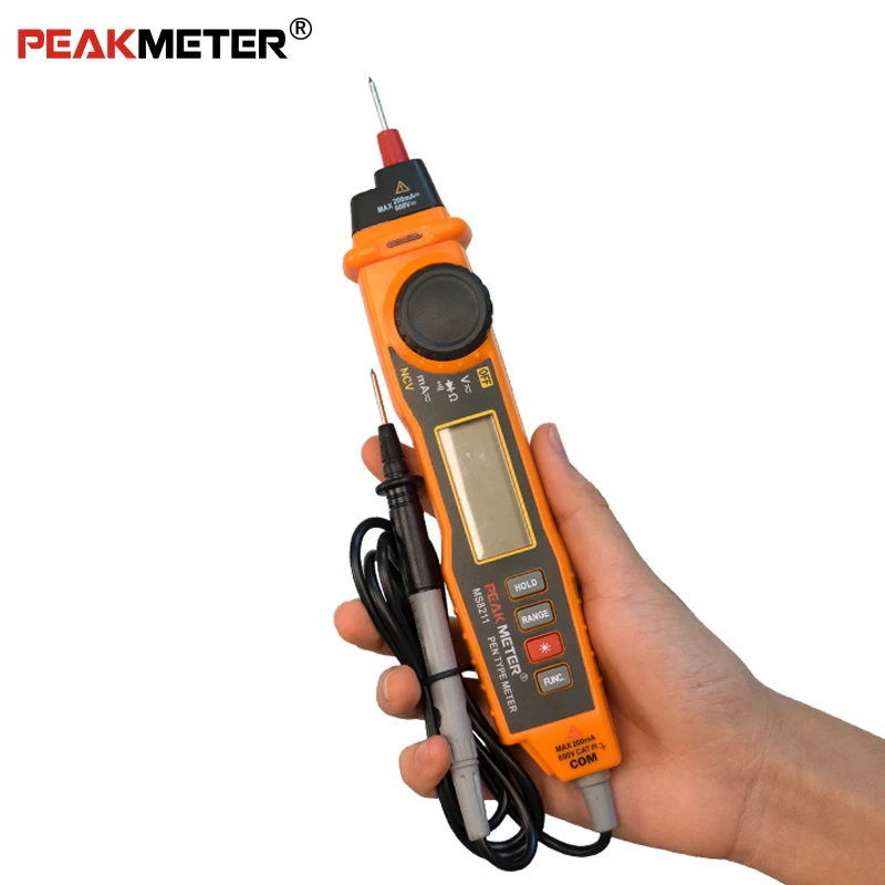 Цифровой мультиметр NCV Peakmeter PM8211 2000 отсчетов ЖК дисплей постоянный ток/переменный