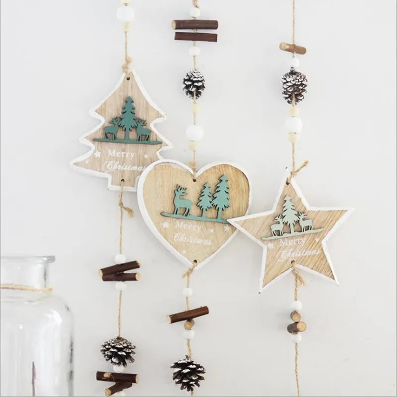 

1pc/Set DIY Wooden Rubber Gingerbread Man Christmas Ornaments Bell Snowflake For Chrismas Tree Pendant Kids Gifts Decoration