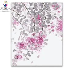 Розовые цветы ветка листья картины цифровая картина маслом Раскраска по номерам с наборами краски для девочек практика для hoom Декор