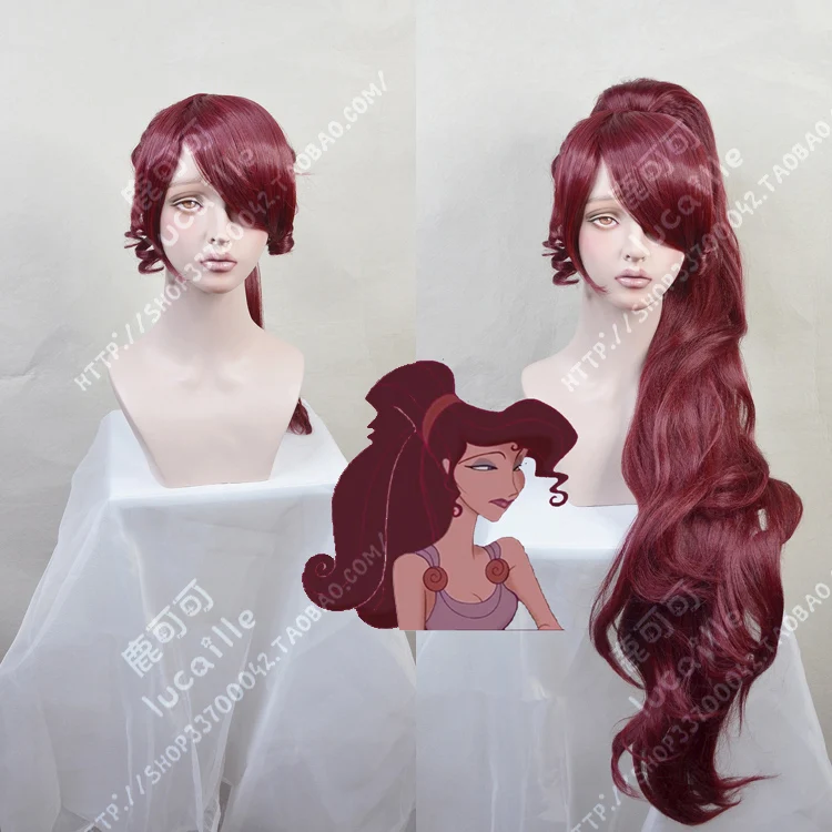 

Anime Hercules Meg Princess Megara Cosplay Wigs Long Red Heat Resistant Synthetic Hair Wig + Wig Cap