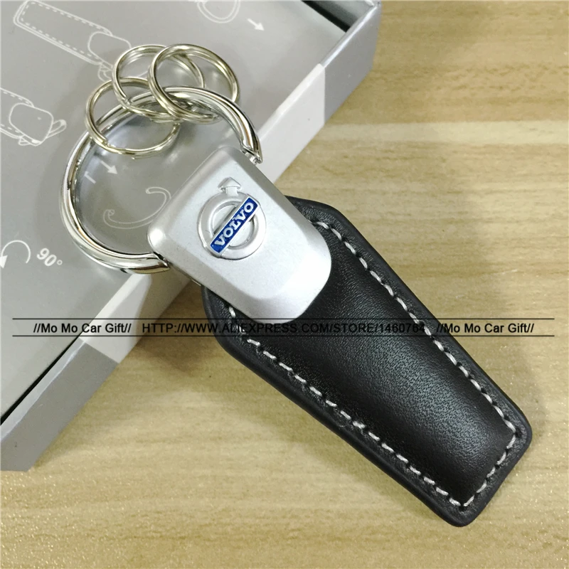 Lucxury Leather volvo Car Logo Keychain Car Styling Emblem For volvo