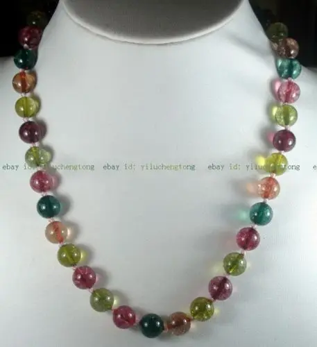 

Hot! Charming!12mm Multicolor Tourmaline beads Necklace 18" RT7897TY