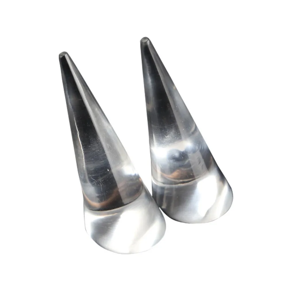 

High Quality 2PCS Acrylic Cone Shape Transparent Jewelry Display Ring Storage Stand Wedding Ring Display Holders Fit All Size SL