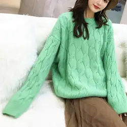 4 вида цветов в Корейском стиле женские свитера и пуловеры Уличная Повседневная Женская одежда на осень-зиму свитер для женщин вязаный