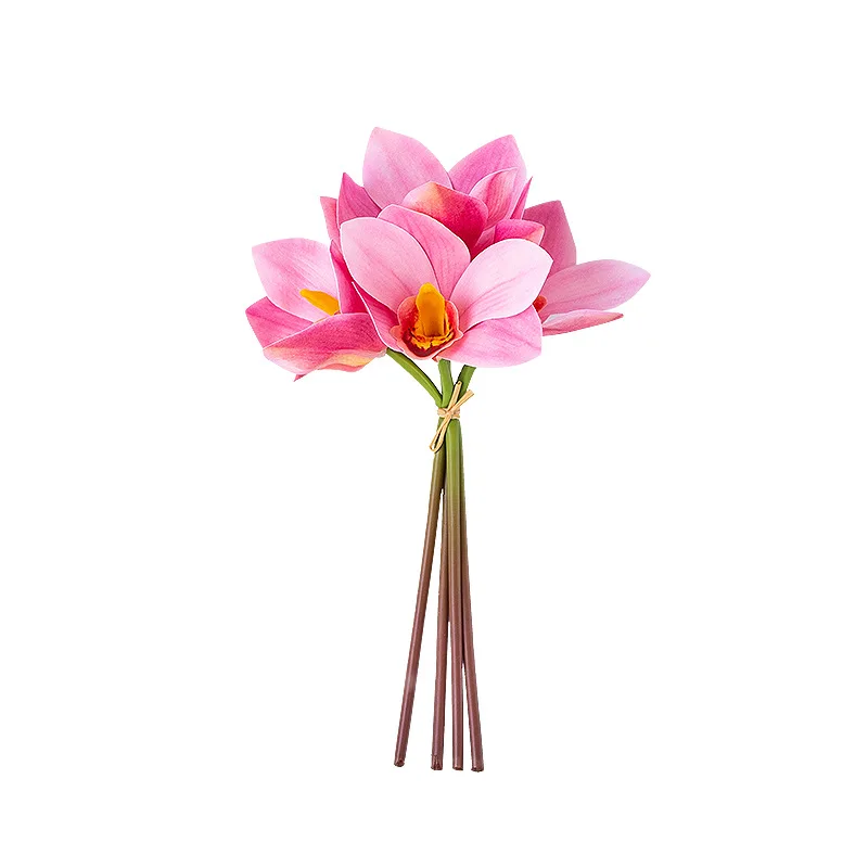 Высокая симуляция 4 шт Cymbidium букет 3D печать чувствовать украшение дома Фотография