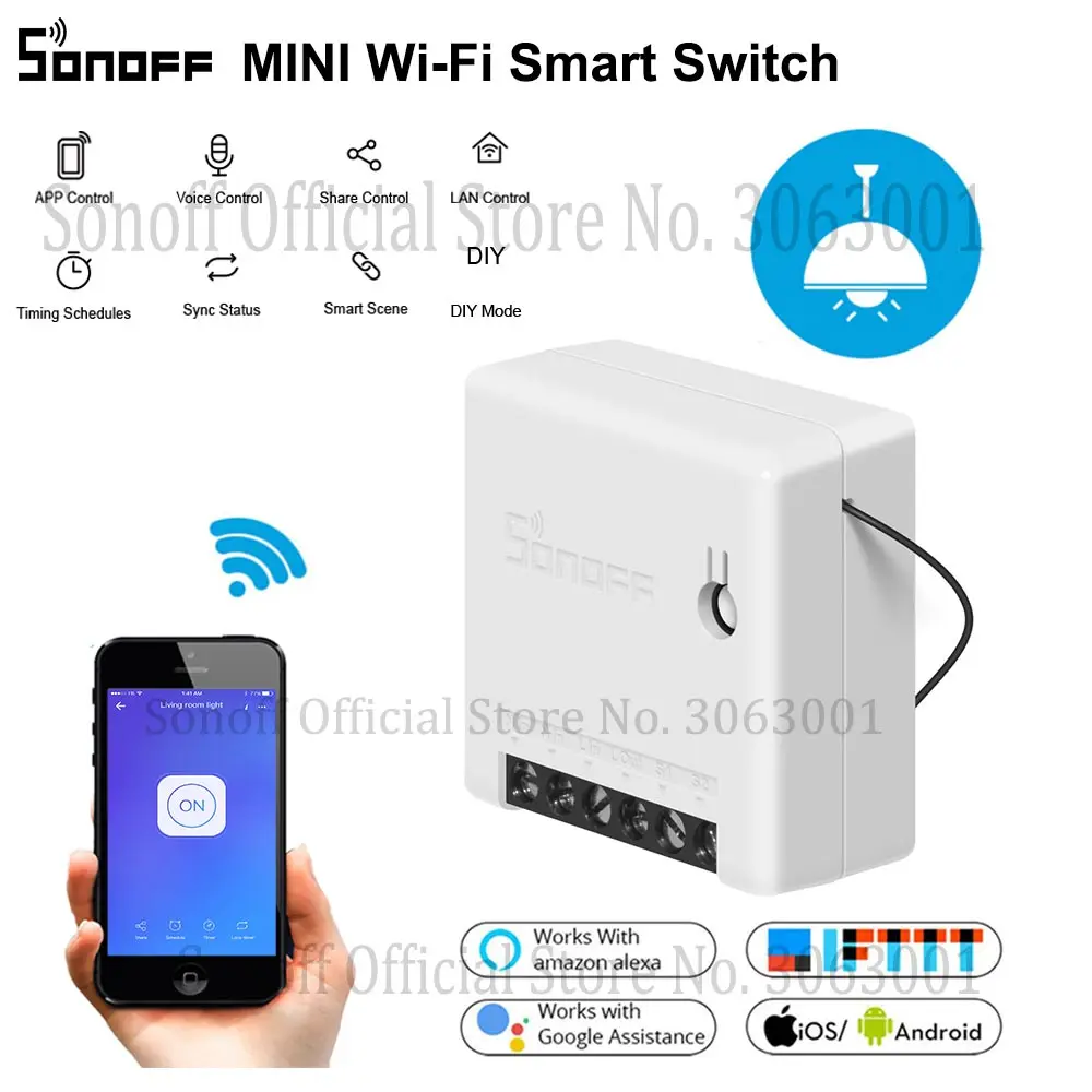 SONOFF мини WiFi переключатель умный таймер 10A 2 Way переключатель Поддержка приложения/LAN/голосового дистанционного управления DIY для автоматизации умного дома