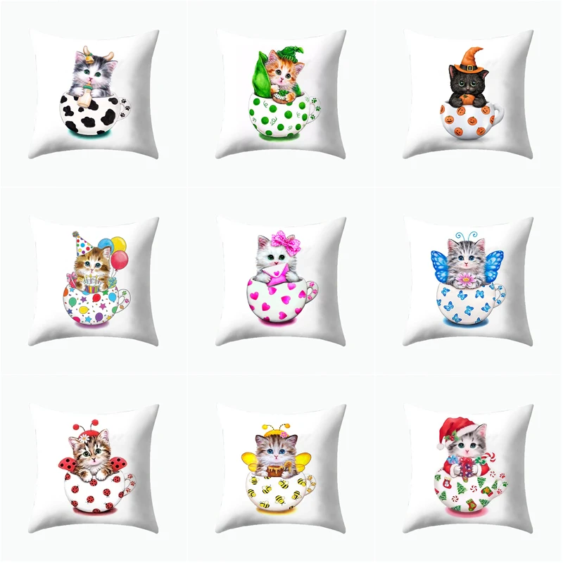 

2019 Cute Cat Claw Mugs Cartoon Pillow case Milk Mugs Cushion Cover Home Decoration Products Sofa Car Chair Pillow Case Company