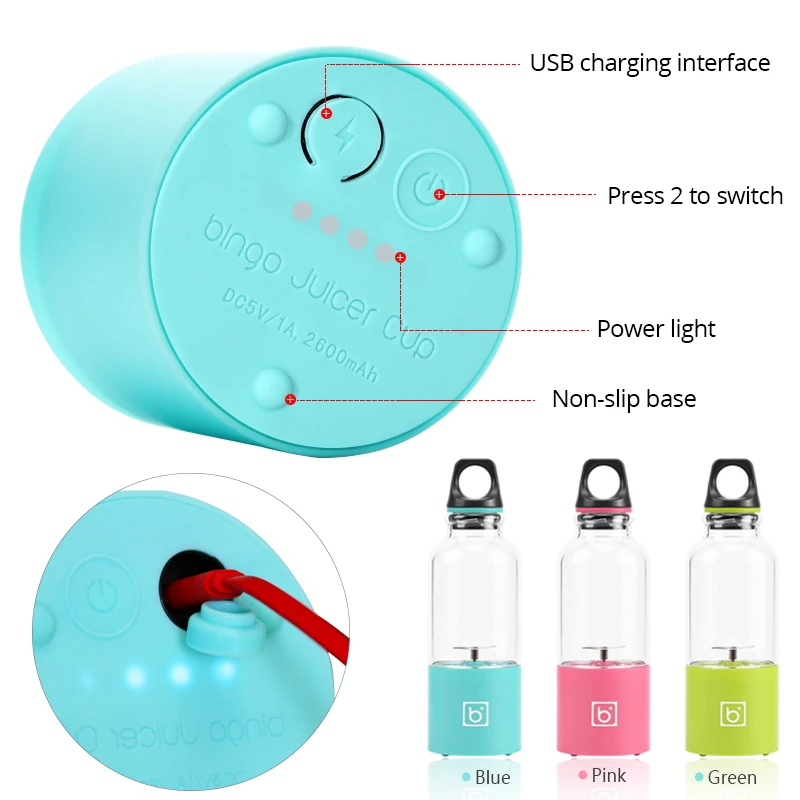 USB Портативный воды соковыжималка-Бутылка 550 мл Портативный электрическая соковыжималка для фруктов Соковыжималка Блендер Смузи мейкер