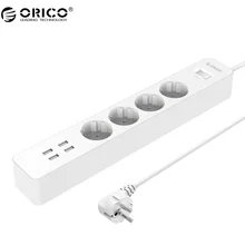 ORICO Мощность полосы электрической розетки Офис ЕС/UK Стабилизатор напряжения с 4 USB Зарядное устройство 4 AC Plug многорозеточный