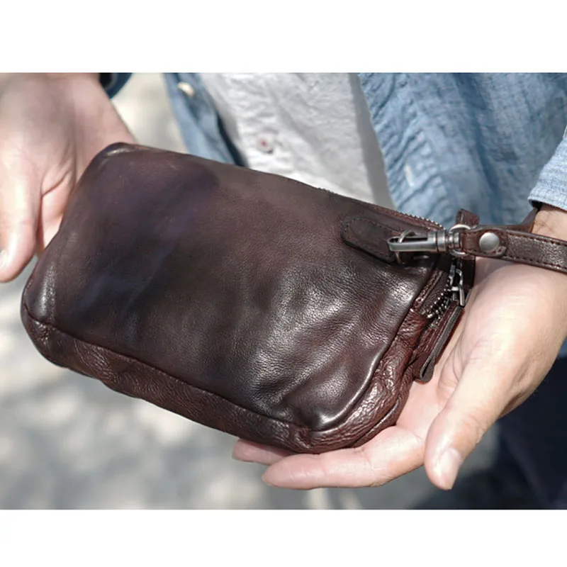 Ceny AETOO Retro zestaw do rękodzieła podwójny nacisk skórzane skórzane męskie modelki antykradzieżowe klamra kopertówka o dużej pojemności