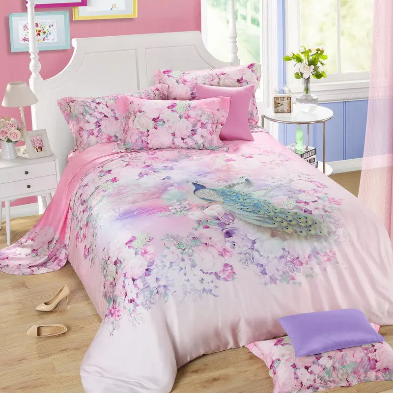 

2016 summer key-2 Luxury soft Tencel Satin Silk bedding set bedclothes Queen/King Size bed linen it cover set duvet cover 4 PCS