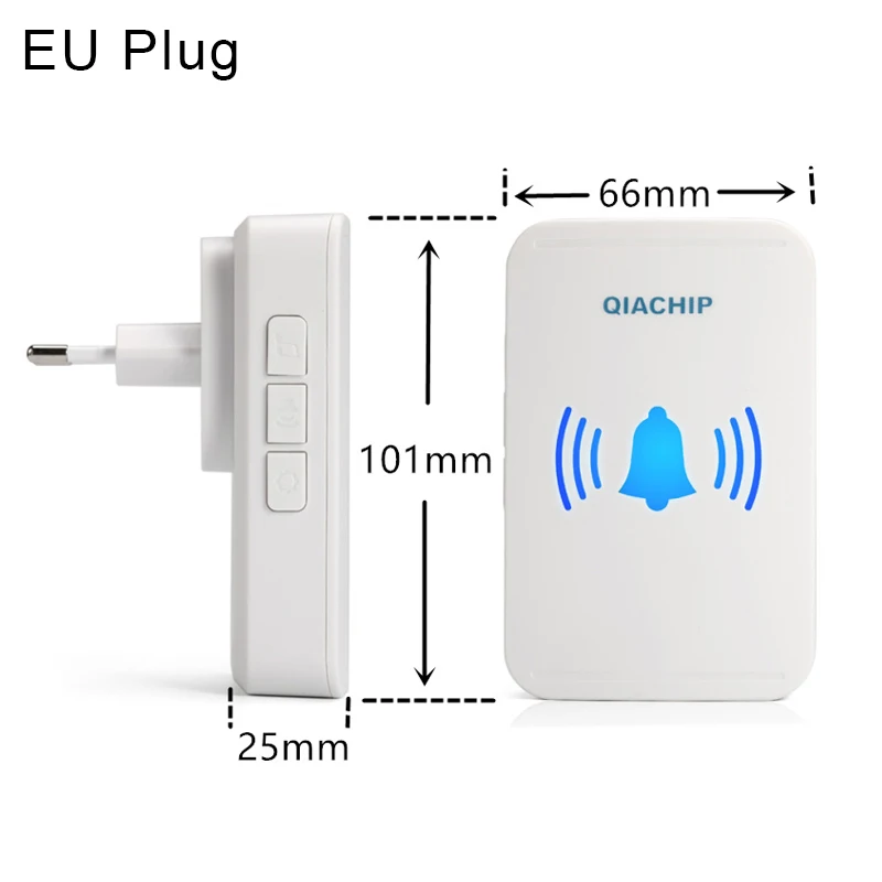 QIACHIP автономный домашний водонепроницаемый беспроводной дверной звонок без светодиодный фонарь на батарейках 200 м домашний колокольчик 38 мелодий 4 уровня громкости дверной Звонок