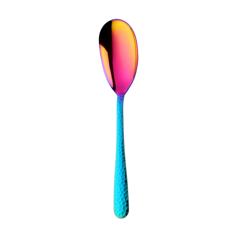 12 дюймов Большая Сервировочная Ложка Вилка красочные удивительные радуги салат сервер столовая ложка нержавеющая сталь столовая Kitechen посуда - Цвет: Rainbow NO.0-Spoon