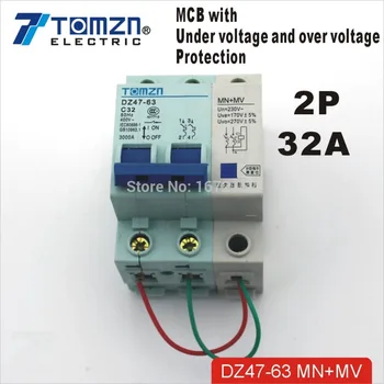 

2P 32A 400V~ 50HZ/60HZ MCB with over voltage and under voltage protection Mini Circuit breaker