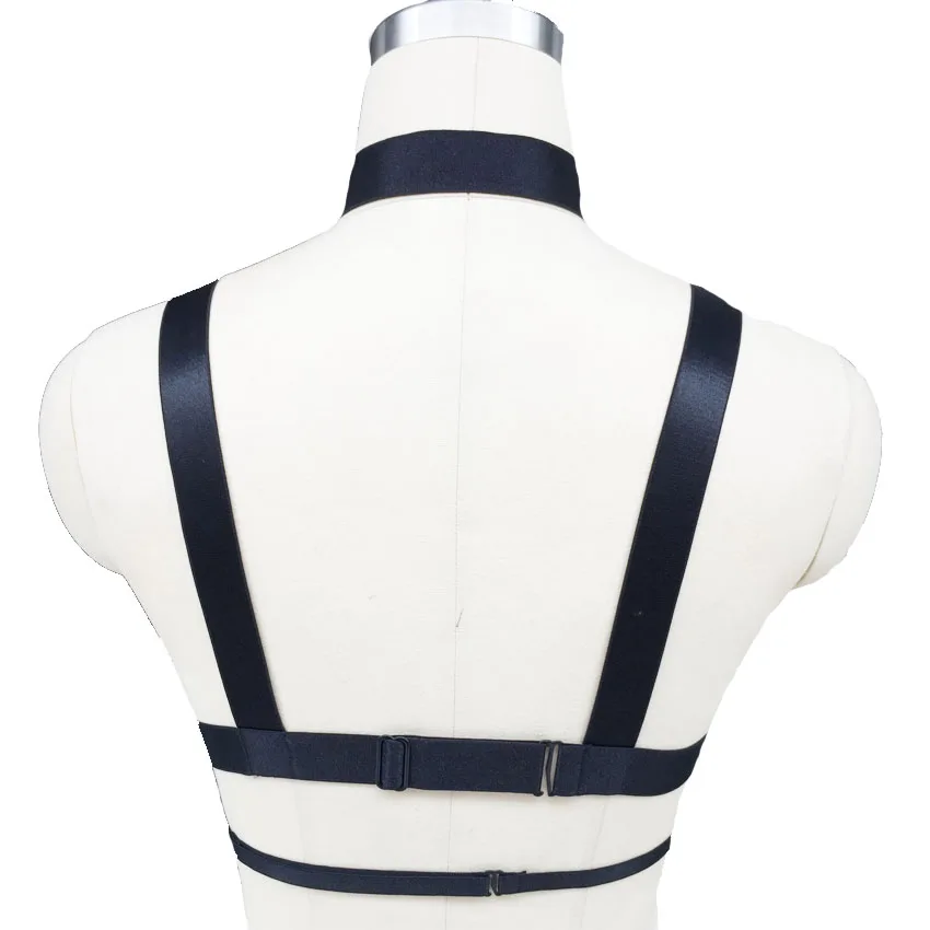  Sexy body harness belt fetish wear cage bra fashion body harness gothic gold ring Pole dance harnes