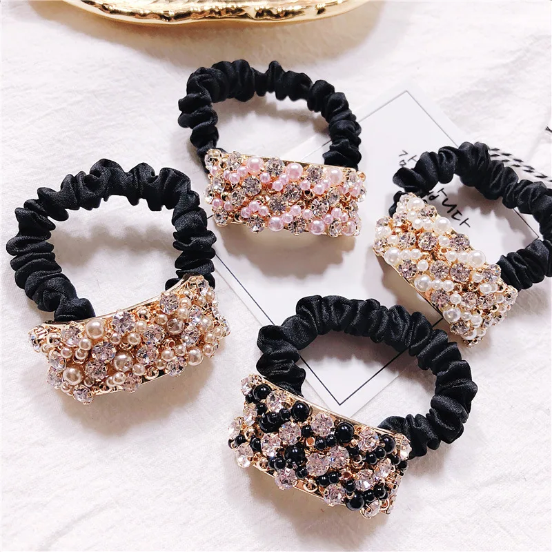 Women Lady Fashion Elastic Hair Ring Luxury Rhinestone Hair Rubber bands Rope Headbands Hair