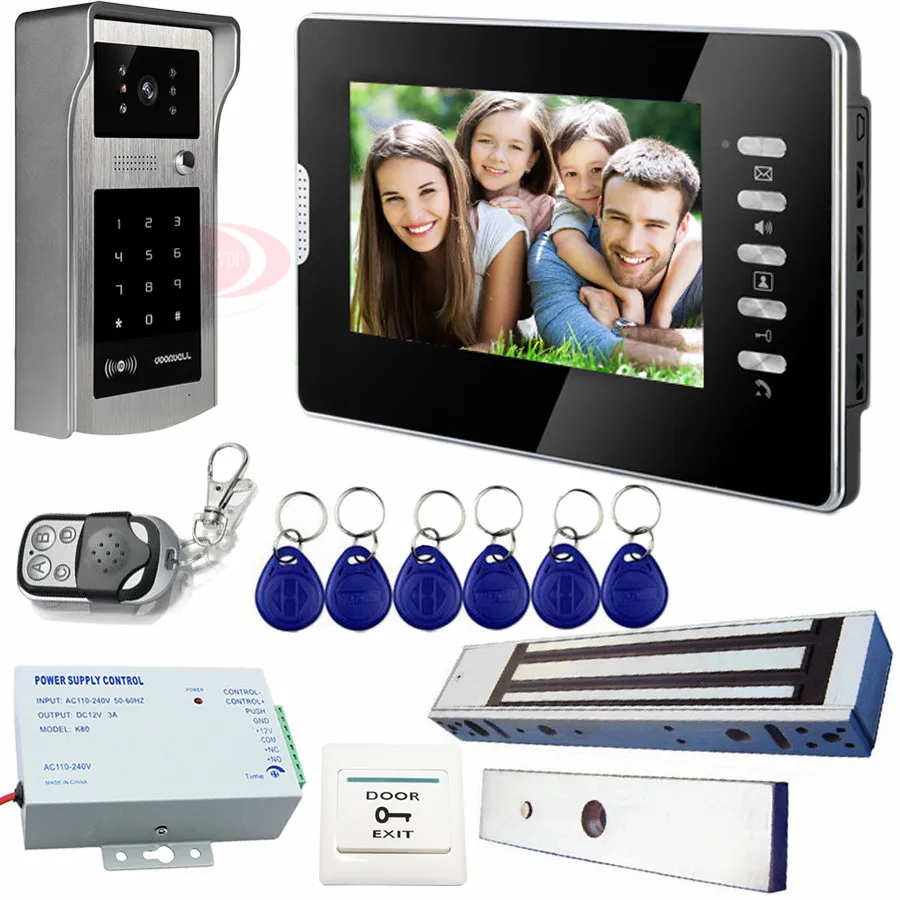 

Rfid And Code Video Door Phone With Electric Magnetic lock Home Video Intercom IP55 Waterproof Metal CCD Camera System Unit