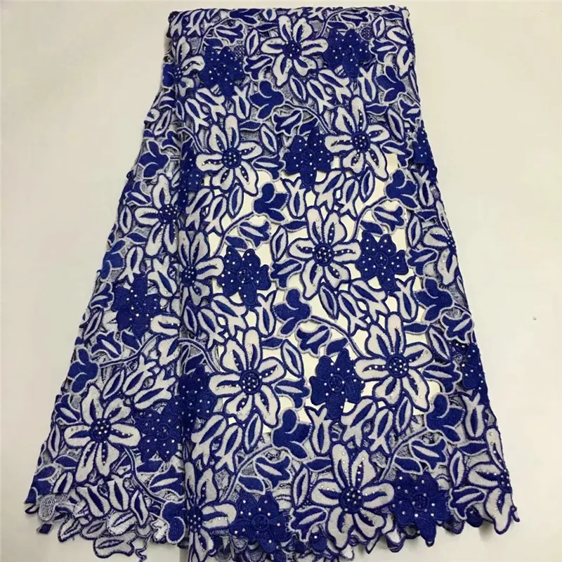 

High Quality big floral french lace Guipure solid embroidery African tulle fabric Soft Skin Healthy 5 yards per piece E121430