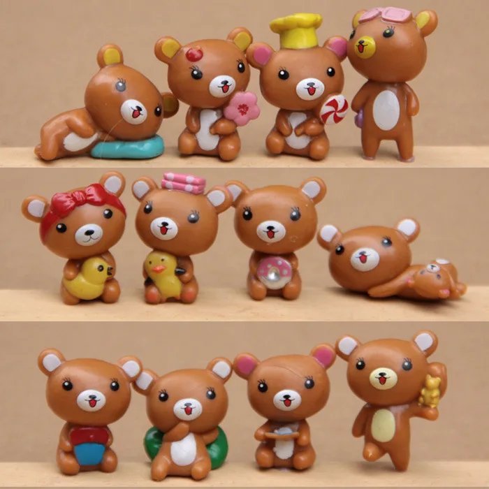 New Hot 12pcs/Set Cute Kawaii Funny Cartoon Rilakkuma Mini action
