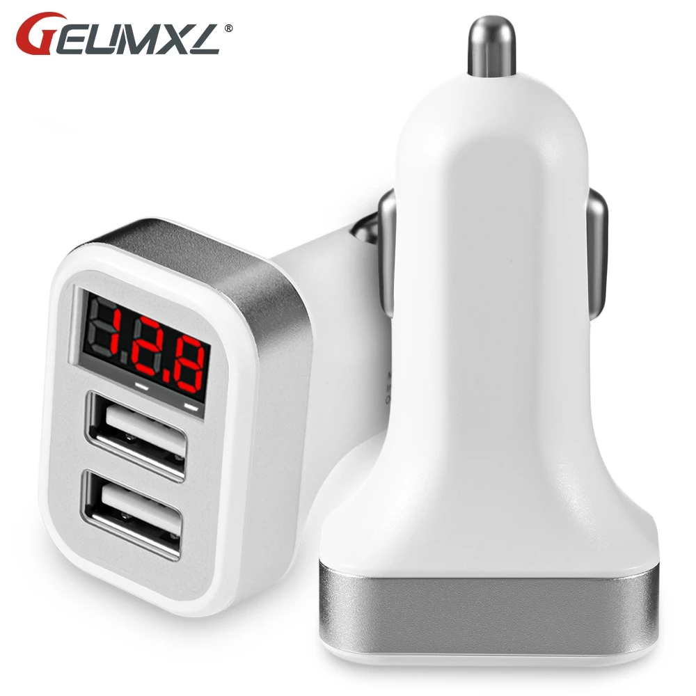 Автомобильное зарядное устройство GEUMXL 2 1 а с двумя USB-портами и монитором батареи