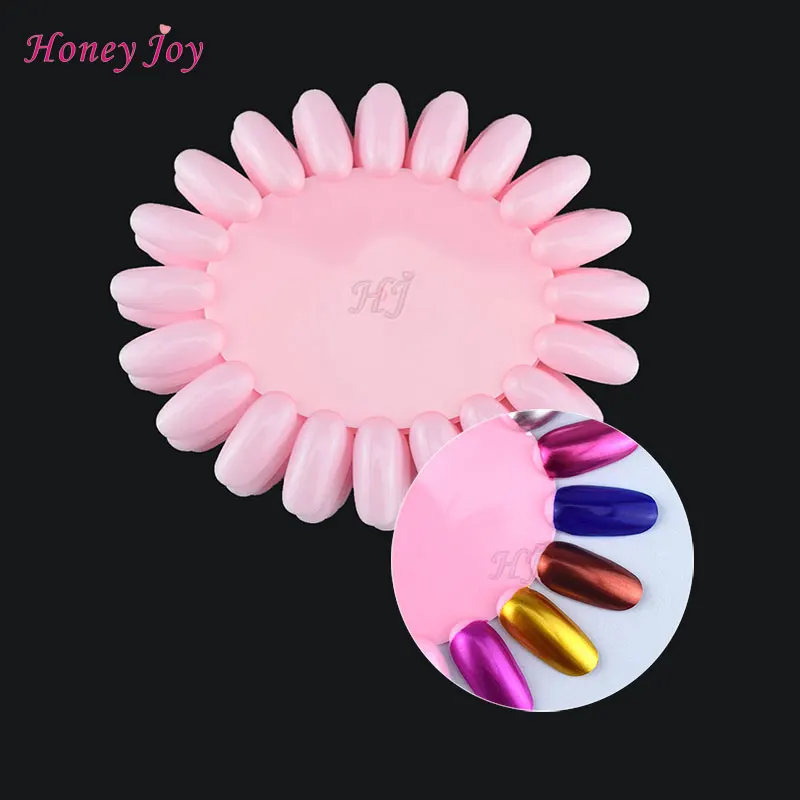 

5pcs Pink Oval Nail Color Display Card Nail Art False Tip for 20 Colors UV Nail Gel Polish Wheel Display Practice Board