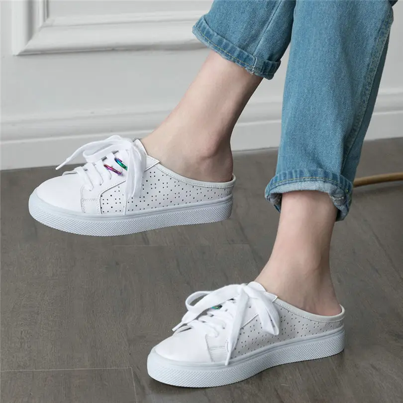 NAYIDUYUN White Punk Slippers Women Shoes Genuine Leather Wedges Low Heel Slides Outside Platform Pumps Party Sneaker Oxfords NAYIDUYUN White Punk Slippers Women Shoes Genuine Leather Wedges Low Heel Slides Outside Platform Pumps Party Sneaker Oxfords