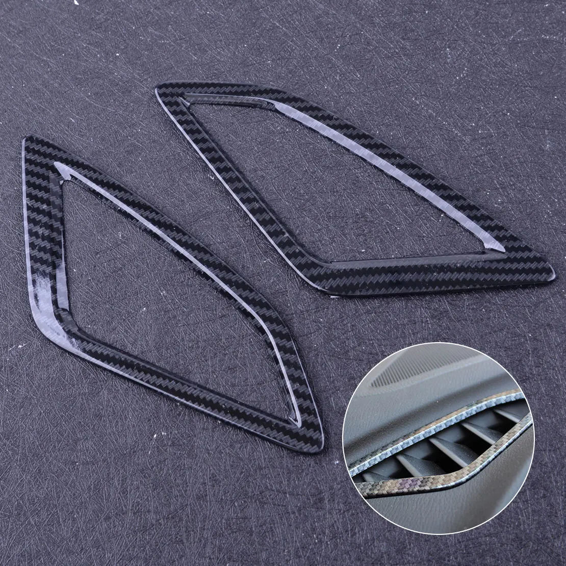 

2pcs Fit for Mazda 3 Axela 2017-2018 Car Inner Carbon Fiber Front Air Condition Vent Outlet Trim Cover Frame Decoration