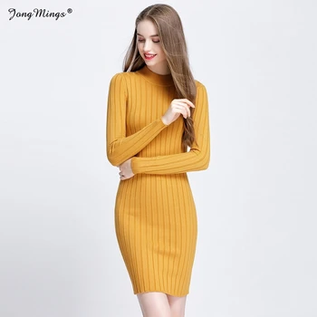 

Chic Autumn Winter Thick Knitting Sweater Dress Midi Sexy Slim Women Bodycon Warm Dress Long Sleeve Robe Sweter Dress Pull Femme