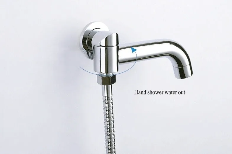 Твердая латунь водоотводная труба носик 180 градусов вращение стена установленный кран для душа и ванной компонент с переключателем 2-полосная смеситель для крана HJ-2300