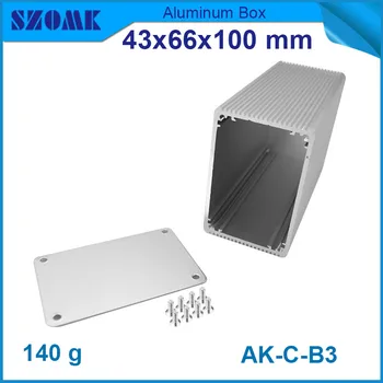 

silvery aluminum instrument cabinet (4pcs) brushed handheld aluminium project box 43x66x100mm
