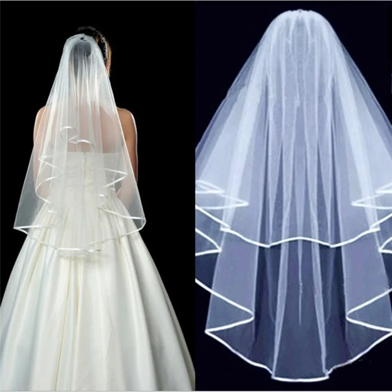 2018-Simple-Tulle-Wedding-Accessories-White-Ivory-Beige-Two-Layers-bride-Wedding-Veils-With-Comb-Ribbon