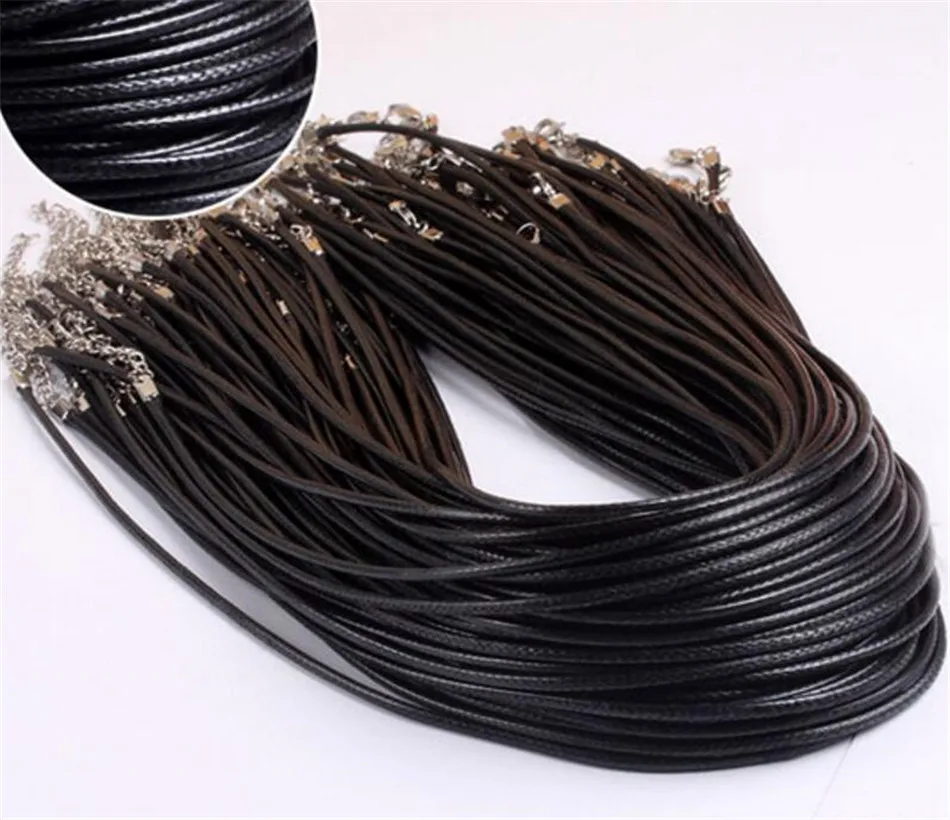 Buy 20pieces Waxed Cotton 1.5mm Wax Cord Thread Black Color Necklace Cords 45cm