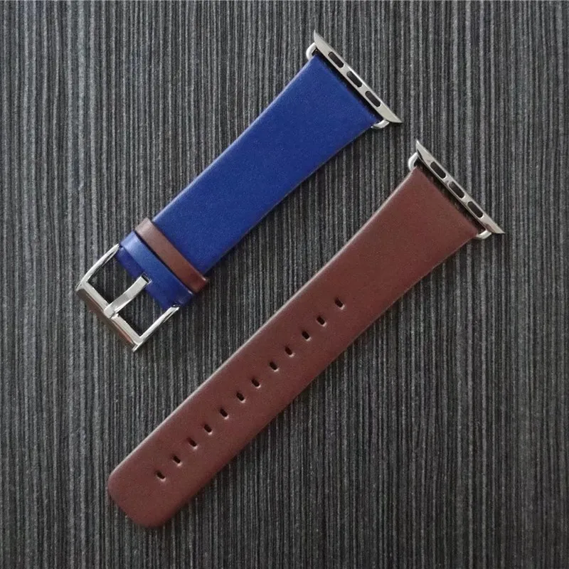 URVOI ремешок для apple watch series 5 4 3 21 пряжка кожаный ремень из нержавеющей стали для iwatch ремень современный модный Забавный дизайн стиль - Цвет ремешка: Blue Brown