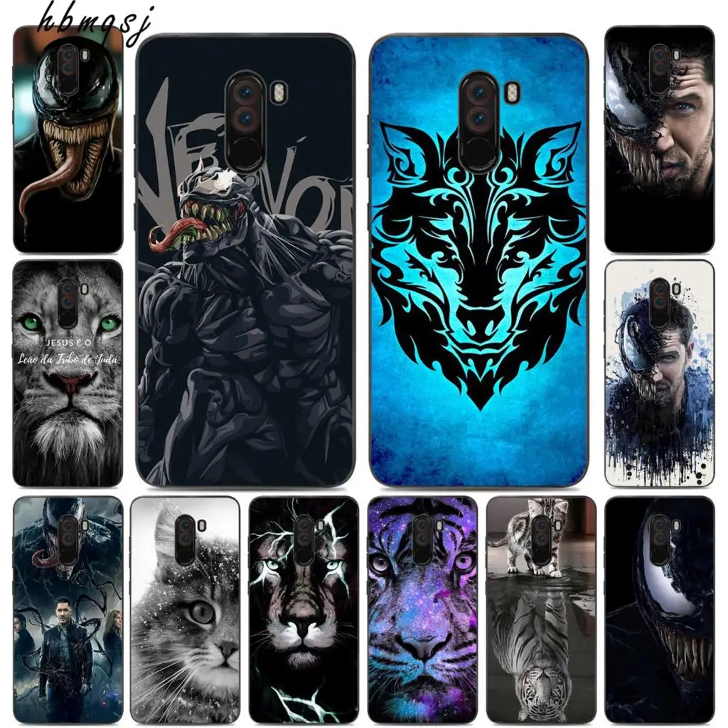 For xiaomi f1 pocophone case silicone soft black cool tiger venom original coque for mobile phone back cover |
