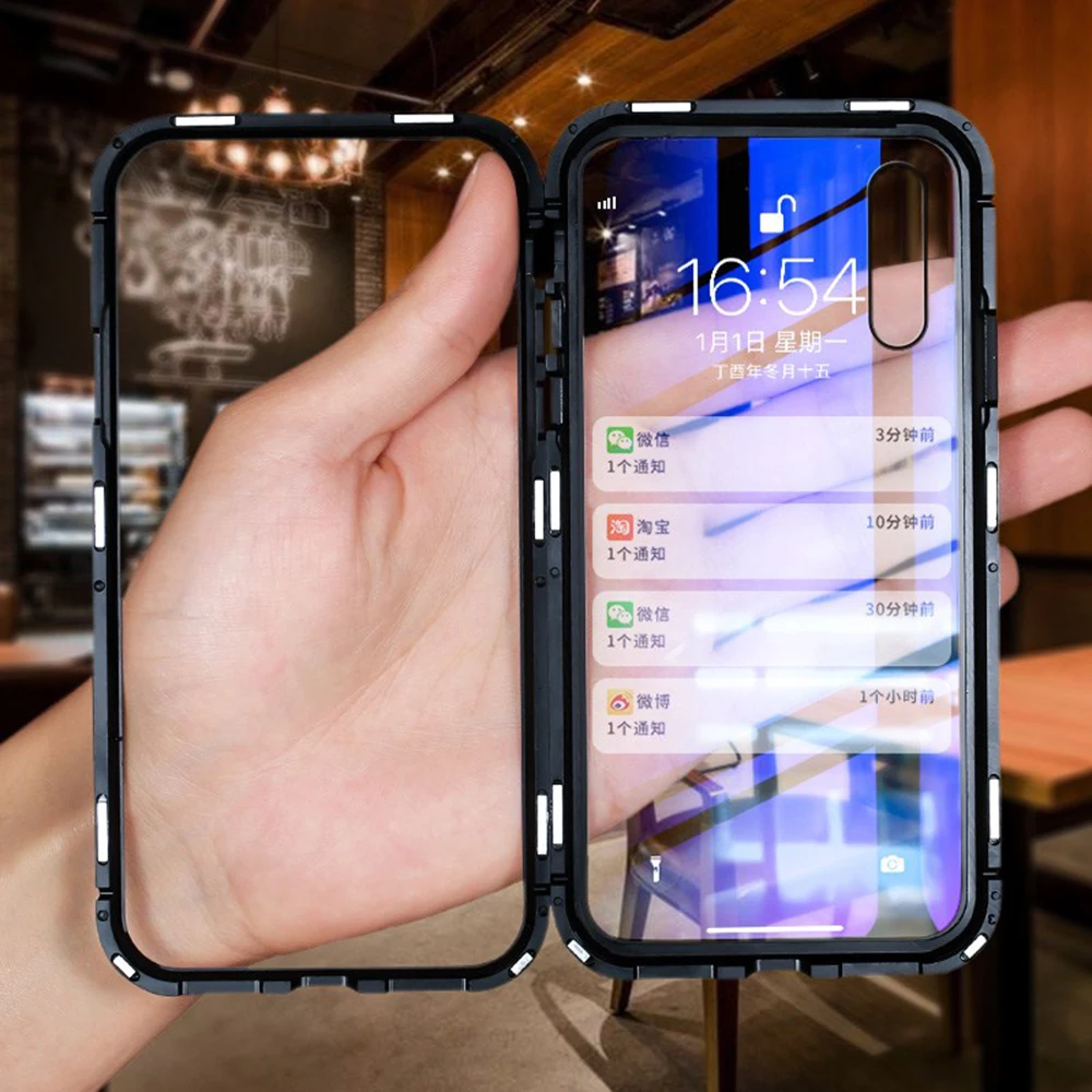 360 магнитный адсорбционный чехол для huawei P20 lite Pro nova 3e закаленное стекло задняя