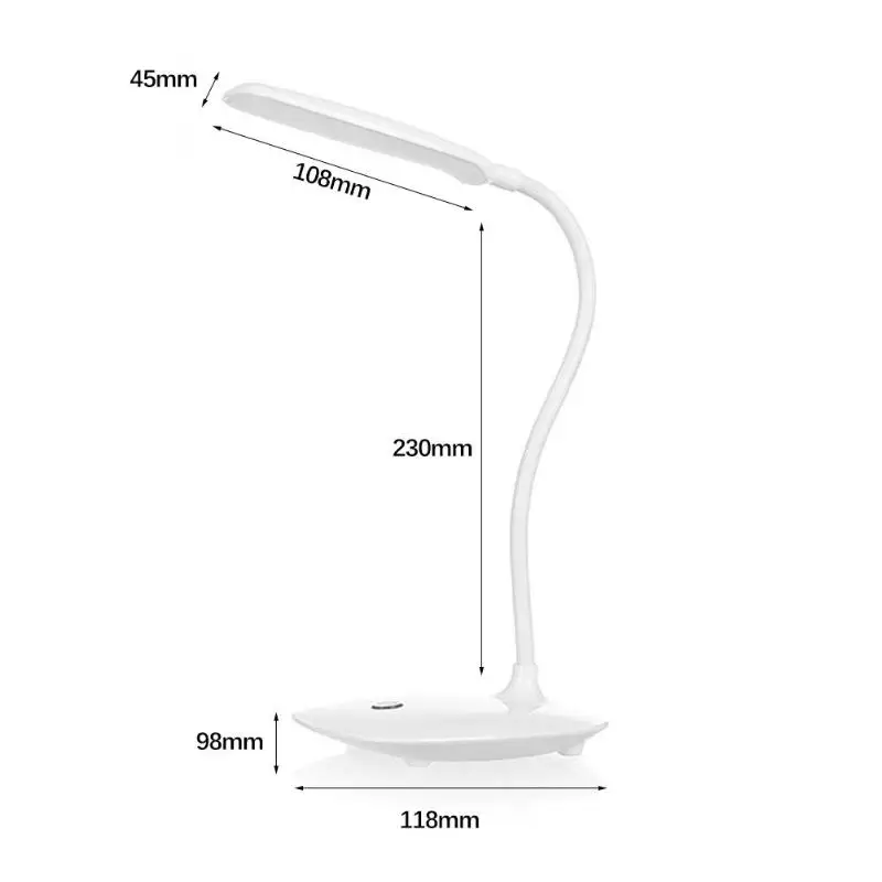 Светодиодный настольный светильник для чтения с зарядкой от USB, складной сгибаемый Настольный светильник для дома и офиса с защитой глаз, лампа для учебы в спальню