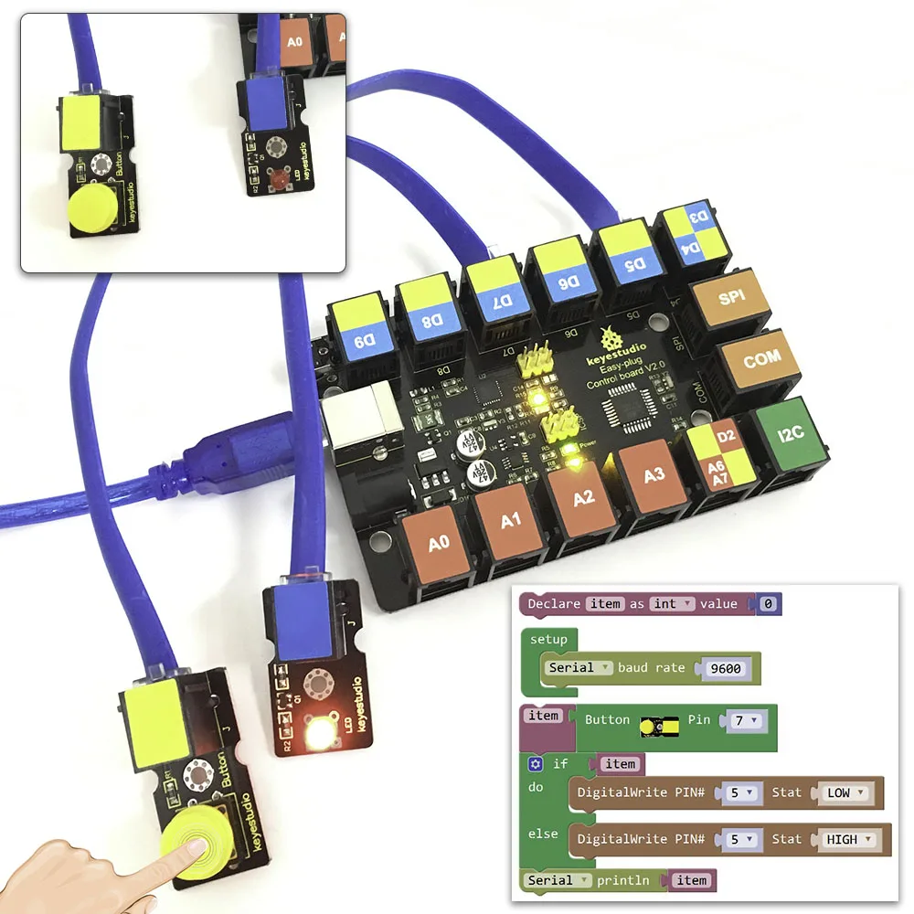 Новинка! Keyestudio RJ11 Простая установка Plug цифровой кнопочный модуль для Arduino UNO/пара
