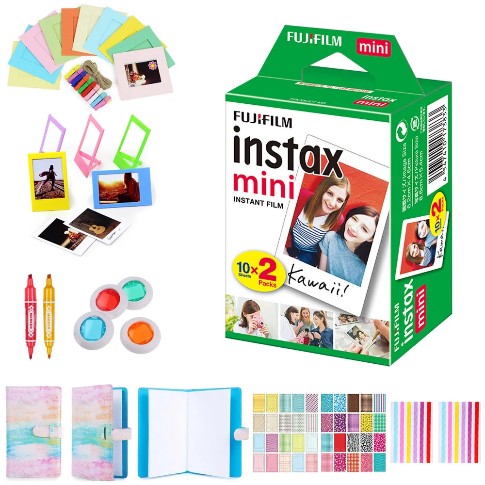Комплект мгновенной белой пленки и аксессуаров для Fujifilm Instax Mini 9 8 + 7s принтер