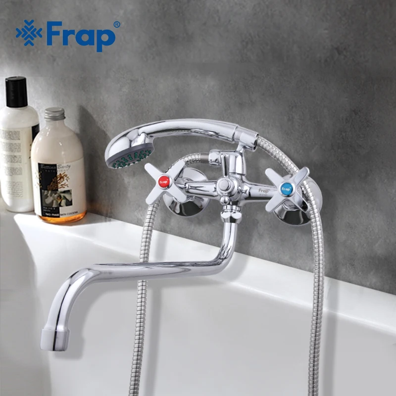 Gedateerd woede een keer Frap Badkamer Kraan Lange Water Outlet Tube 90 Graden Mengkraan Bad kraan  Wandmontage Held Douche Set Warm en koud Water|Douchekraan| - AliExpress