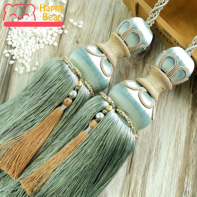 

2 Pcs/pair Rayon Knit Double Ball Tieback Curtain 77cm Curtain Decorative Accessories for Window Curtain Accessories Tassel