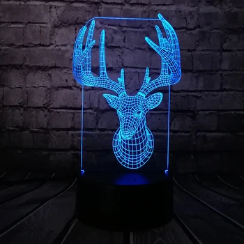 

Hot Sale Retro Animal ELK Reindeer Wapiti Deer 3D LED USB Lamp 7 Colors Changing Night Light Chirstmas Home Decoration Lighting